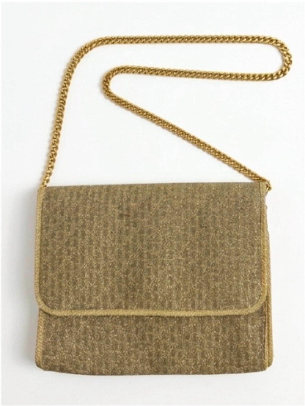 Dior Gold Lurex Metallic Trotter Monogram Chain Shoulder Bag - Picture 1 of 8